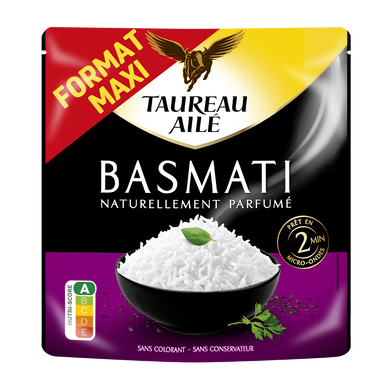 Riz basmati micro ondables 2mn TAUREAU AILE 320g xxl