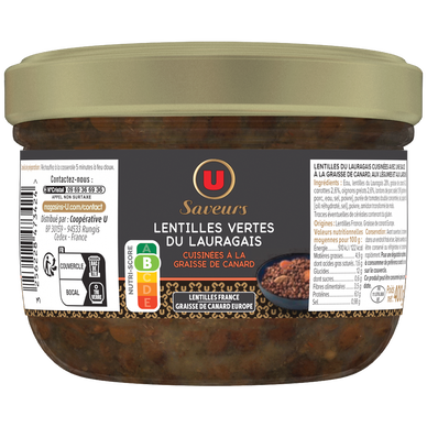 Lentilles du Lauragais cuisinées U SAVEURS 400g