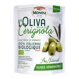 Olives vertes dénoyautées bio au naturel varieté Bella di Cerignola MONINI 150g