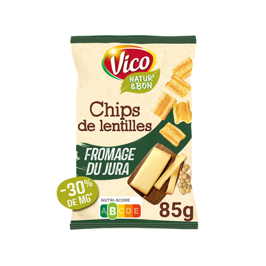 Chips de lentilles saveur fromage du Jura VICO, sachet 85g