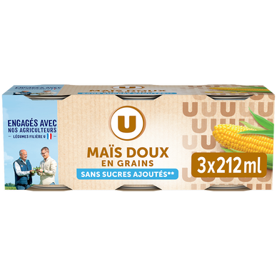 Maïs doux en grains sans sucre ajouté - 3 boîtes de 140g