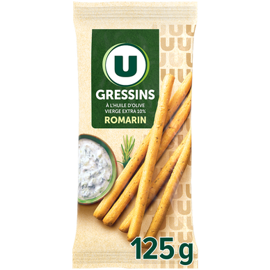 Gressins à l'huile d'olive et romarin  paquet de 125g