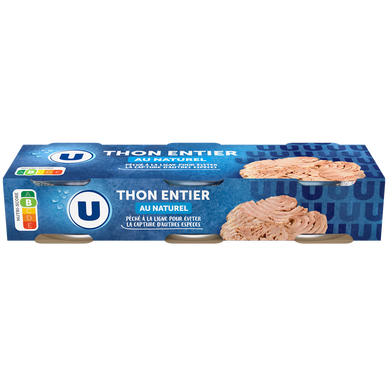 Thon naturel pêché à la ligne  3 boîtes de 1/10  -  168g