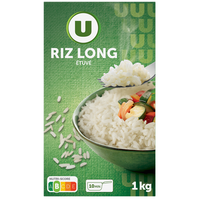 Riz long grain étuvé 10 minutes, étui vrac de 1kg
