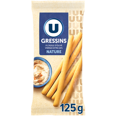 Gressins nature à l'huile d'olive   paquet de 125g