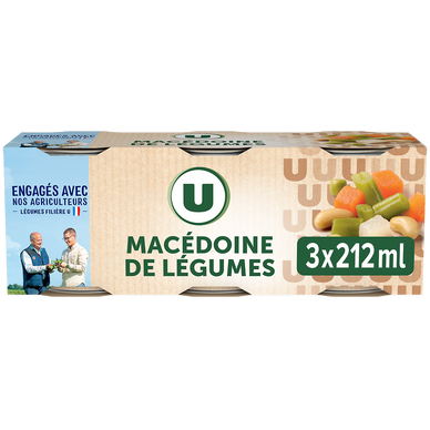 Macédoine de légumes - 3 boîtes de 130g net égoutté