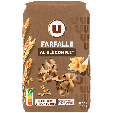 Pâtes Farfalle blé complet  sachet 500g