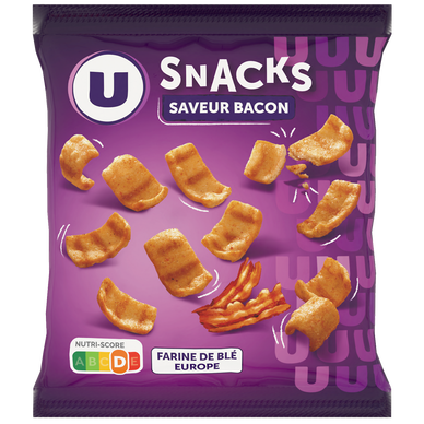 Biscuits apéritifs Snacks goût bacon sachet de 60g