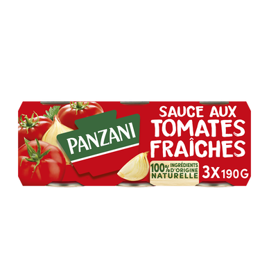 Sauce Tomates Fraîches 100% ingrédients d'origine naturelle PANZANI -3x190g