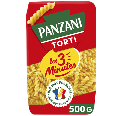 Pâtes TORTI Cuisson Rapide 3 Minutes blé Français PANZANI - 500g