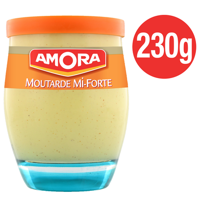 Moutarde mi-forte AMORA - verre de table de 230g