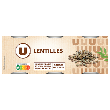 Lentilles - 3 boîtes de 130g net égoutté