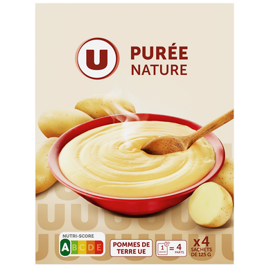 Purée nature, 4 sachets de 125g soit 500g
