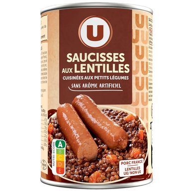 Saucisses aux lentilles  boite de 420g