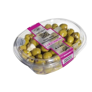 Olives vertes dénoyautées à la méditerranéenne,TROPIC APERO, barquette200g