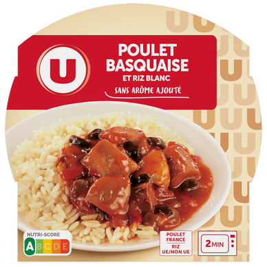 Plat cuisiné Poulet basquaise et riz blanc micro-ondable 300g