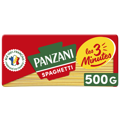 Pâtes SPAGHETTI Cuisson Rapide 3 Minutes blé Français PANZANI - 500g