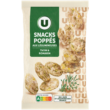 Gâteau apéritif Snacks poppés saveur thym & romarin, sachet 85g
