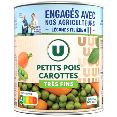 Petits pois très fins et carottes - Boîte de 530g net égoutté