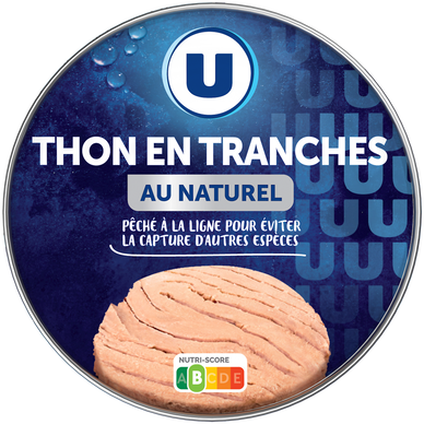 Thon en tranche au naturel pêché à la ligne boîte 1/3 186g