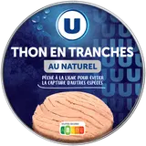 Thon en tranche au naturel pêché à la ligne boîte 1/3 186g