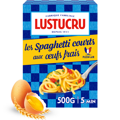 Pâtes Spaghetti courts aux oeufs frais LUSTUCRU, 500g