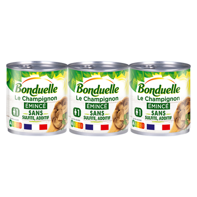 Champignon émincé Épais Sans Sulfite BONDUELLE - boîte - 3x115g