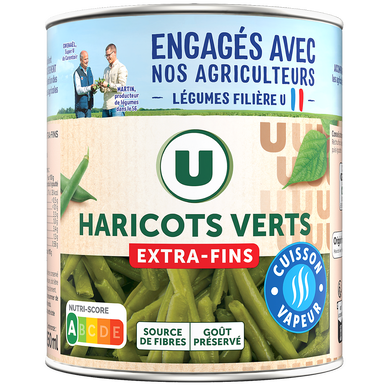 Haricots verts extra fins Cuisson vapeur - Boîte de 440g net égoutté
