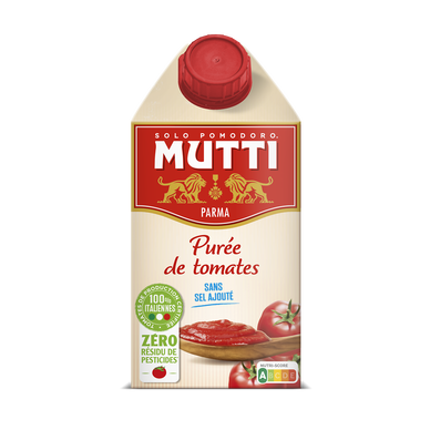 Purée de tomates nature  zéro résidu de pesticides MUTTI brique 500g