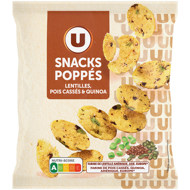 Snacks poppés lentilles pois cassés et quinoa, sachet 70g