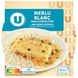 Plat cuisiné Merlu blanc sauce citron et riz barquette micro-ondable de 300g