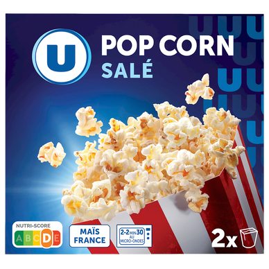 Popcorn salé micro ondable en gobelet U, 2x90g