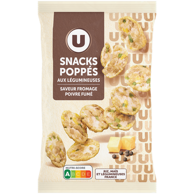 Gâteau apéritif Snacks poppés saveur fromage & poivre fumé, sachet 85g