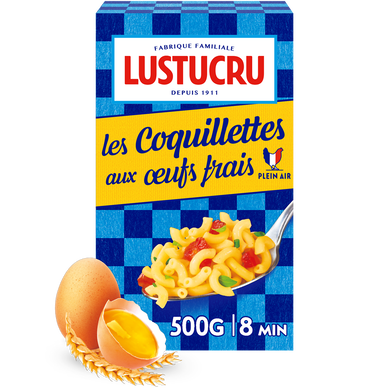 Pâtes Coquillettes aux Oeufs LUSTUCRU, 500g