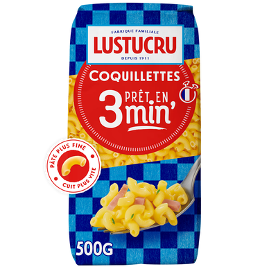 Coquillettes cuisson 3min LUSTUCRU, 500g