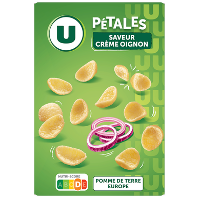 Snacks pétales saveur crème oignon U paquet 75g