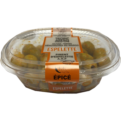 Olives vertes dénoyautées au piment d'Espelette,TROPIC APERO,barquette200g