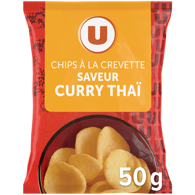 Chips aux crevettes saveur curry thaï  sachet de 50g