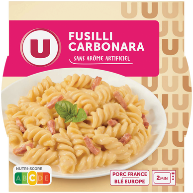 Plat cuisiné pâtes à la carbonara barquette micro-ondable U 300g