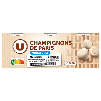 Champignons miniatures - 3  boîtes de 115g net égoutté