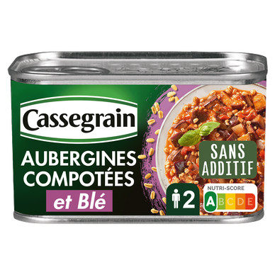 Aubergines compotées & Blé CASSEGRAIN - Boîte 375g