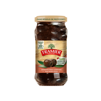 Olives Noires Confites Dénoyautées 250g 100% Naturelle sans résidus depesticides TRAMIER 250g