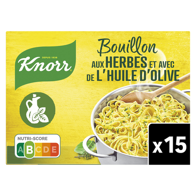 Bouillon Cube aux herbes et à l'huile d'olive KNORR, 15 tablettes, 150g, 7,5l