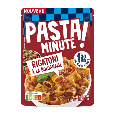 Rigatoni bolognaise pasta minute micro ondables 1 minute 30 LUSTUCRU 220g
