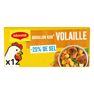 Bouillon cube volaille -25% de sel MAGGI, boite de 12 cubes, 120g