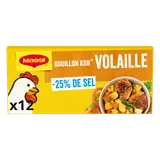 Bouillon cube volaille -25% de sel MAGGI, boite de 12 cubes, 120g