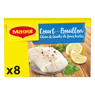 Court bouillon au citron et fines herbes MAGGI, boite de 8 cubes, 90g