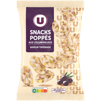 Snacks poppés saveur tapenade U sachet 85g