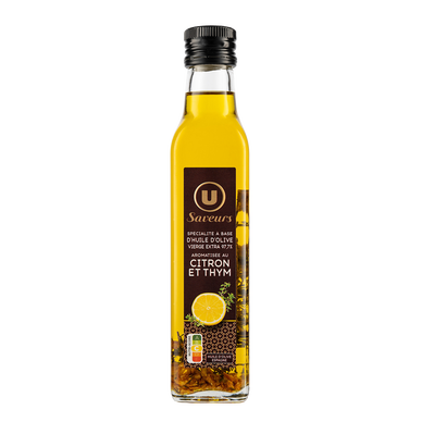 Spécialité à base d'huile d'olive vierge extra 97,7% aromatisée au Citron et au Thym Bouteille 25cL