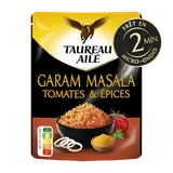 Riz Basmati garam masala tomates épices micro ondables 2 minutes TAUREAU AILE 220g